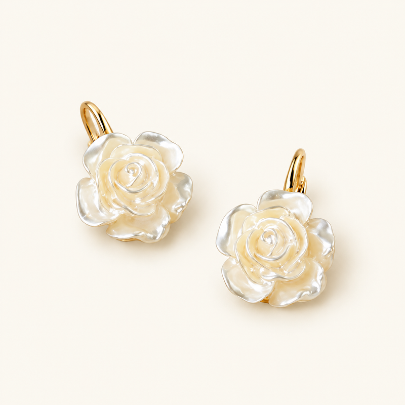 Women's Earrings with Rose Pendant - Pair