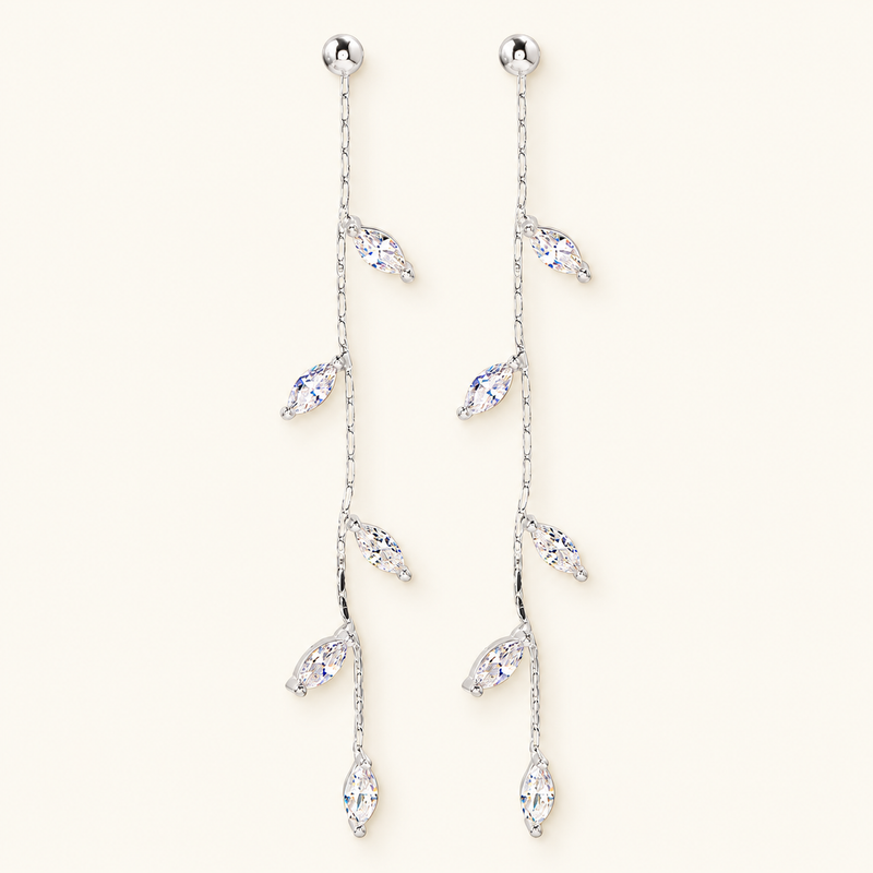 Women Hanging Earrings with Olive Leaf Design - Pair