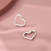 Ladies Heart Hoop Earrings - Pair