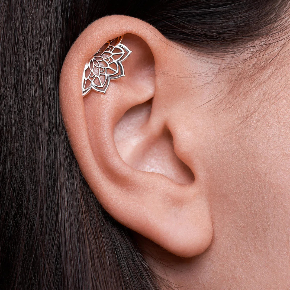 Female Helix Earring with Mandala Pattern