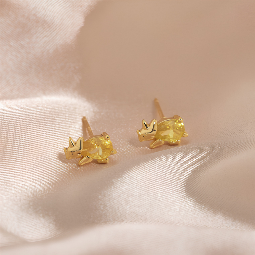 Women’s Dino Earrings in a Set Showcasing Dinosaur Design and Decorative Stone Accents