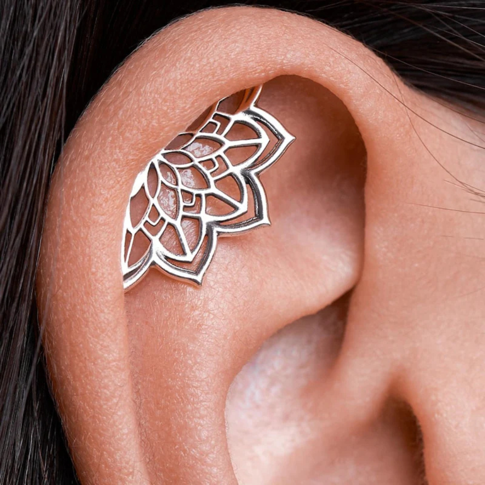 Female Helix Earring with Mandala Pattern