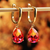 Women's Hanging Earrings with Two-Tone Stone Setting