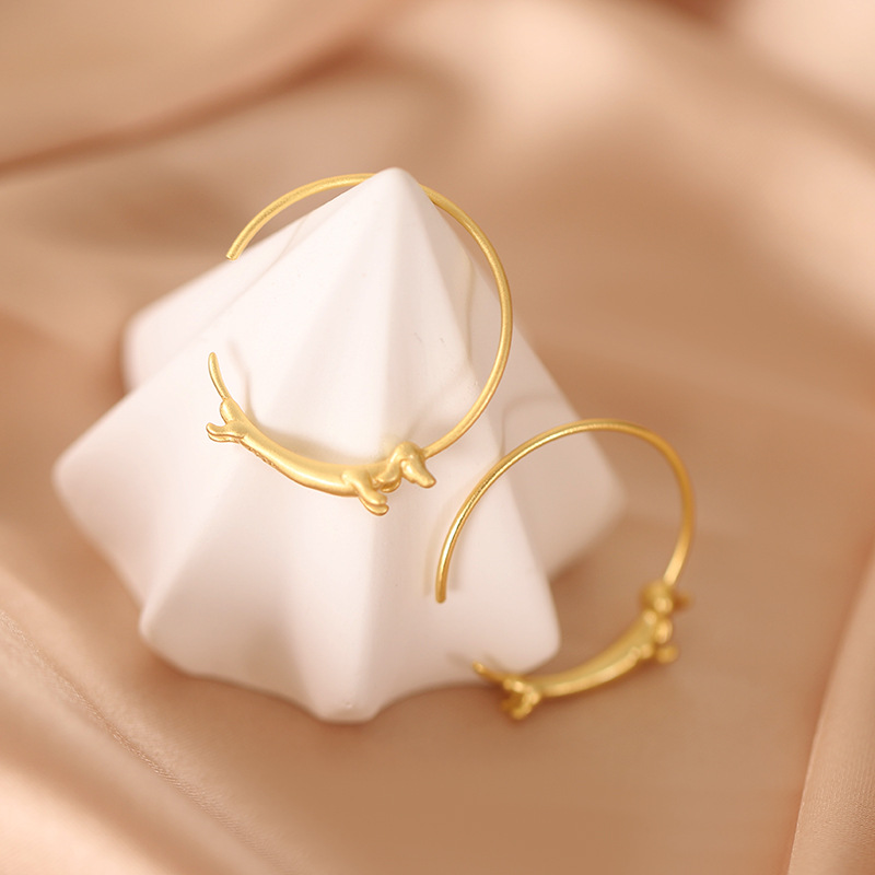 Riham Hoop Earrings with Dachshund Design