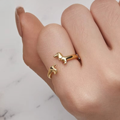 Women's Adjustable Open Ring with Dachshund Design