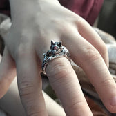 Women's Adjustable Ring with Hugging Cat Design