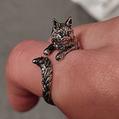 Women's Adjustable Ring with Hugging Cat Design