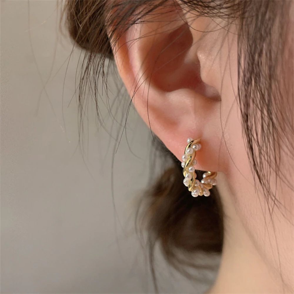 Women Twisted Earrings with Ball Detail - 1 Pair