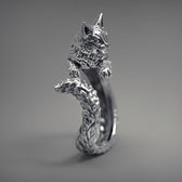 Women's Adjustable Ring with Hugging Cat Design