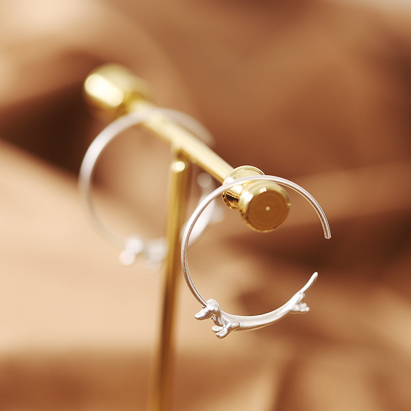 Riham Hoop Earrings with Dachshund Design