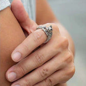 Women's Adjustable Ring with Hugging Cat Design