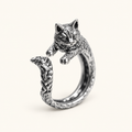 Women's Adjustable Ring with Hugging Cat Design