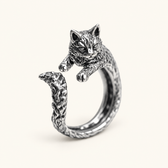 Women's Adjustable Ring with Hugging Cat Design