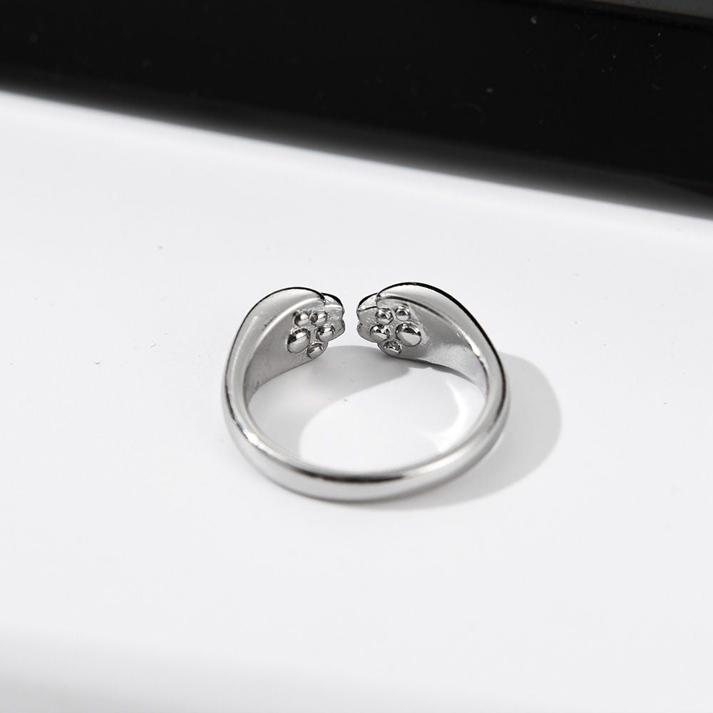 Women's Adjustable Ring Featuring Cat Paw Design