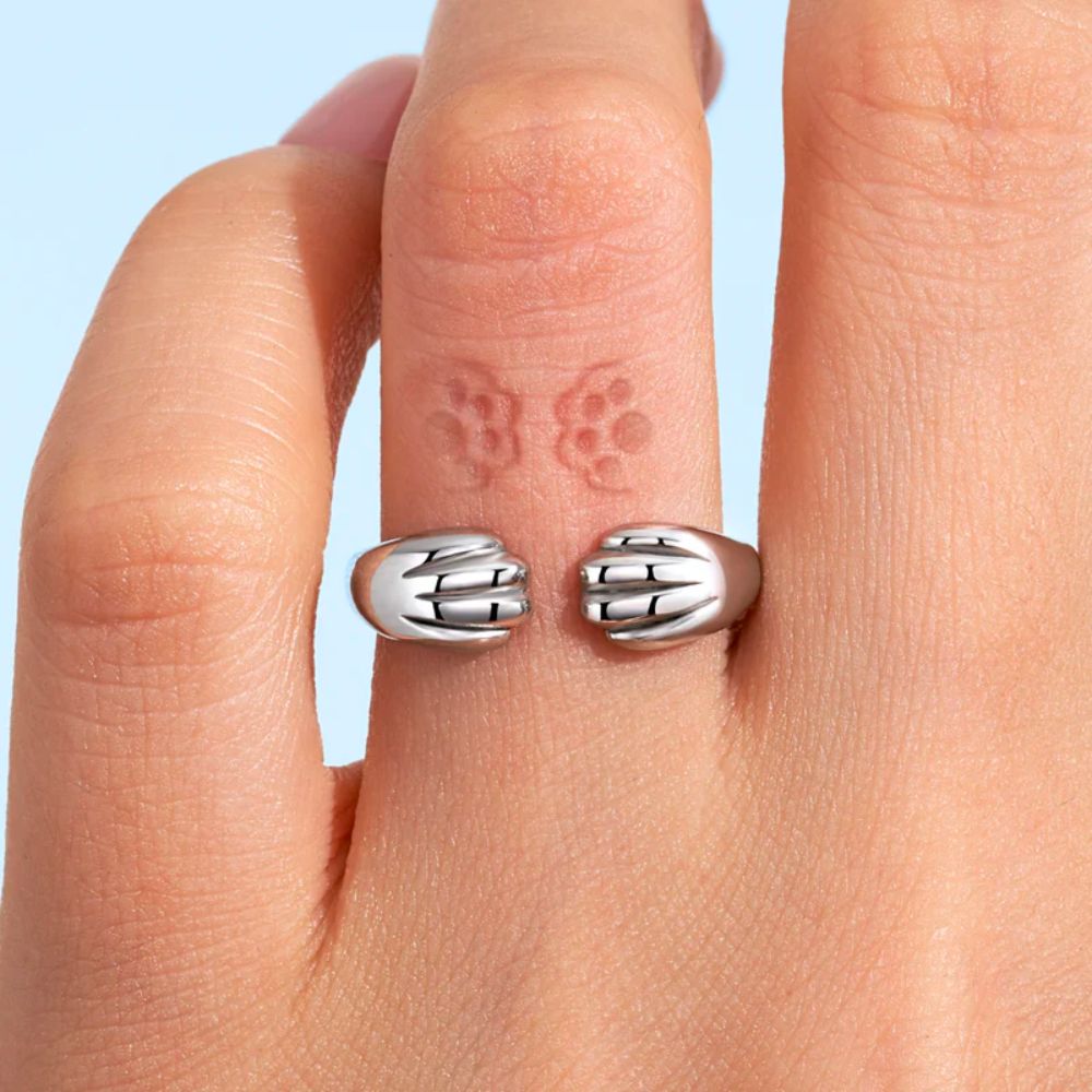 Women's Adjustable Ring Featuring Cat Paw Design