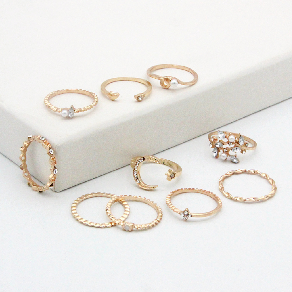 Moon and Star Fashion Ring Set