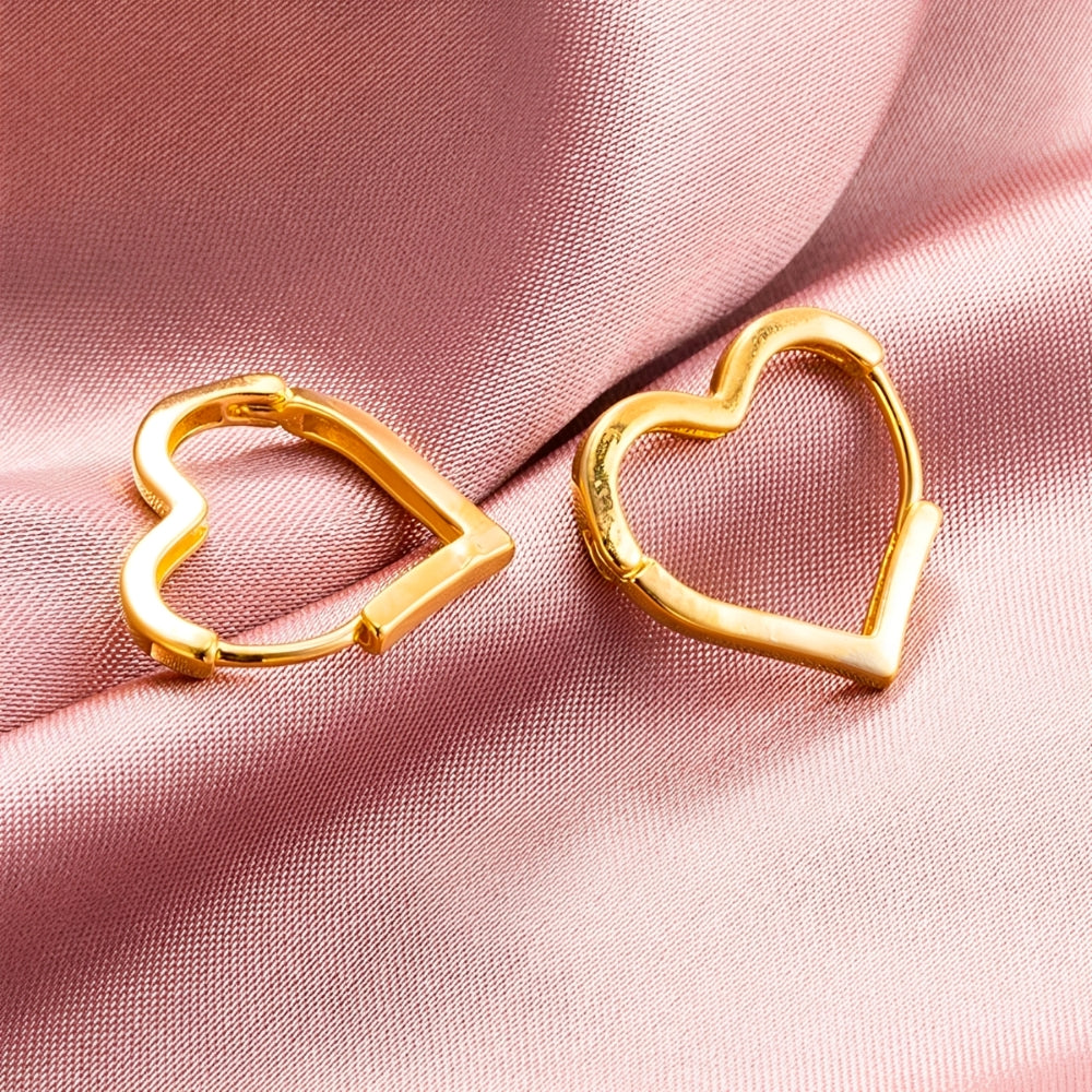Ladies Heart Hoop Earrings - Pair