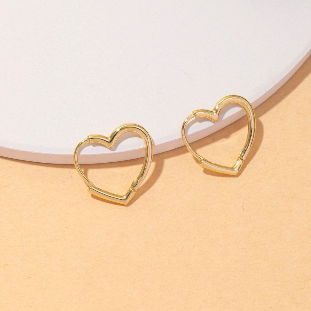 Ladies Heart Hoop Earrings - Pair