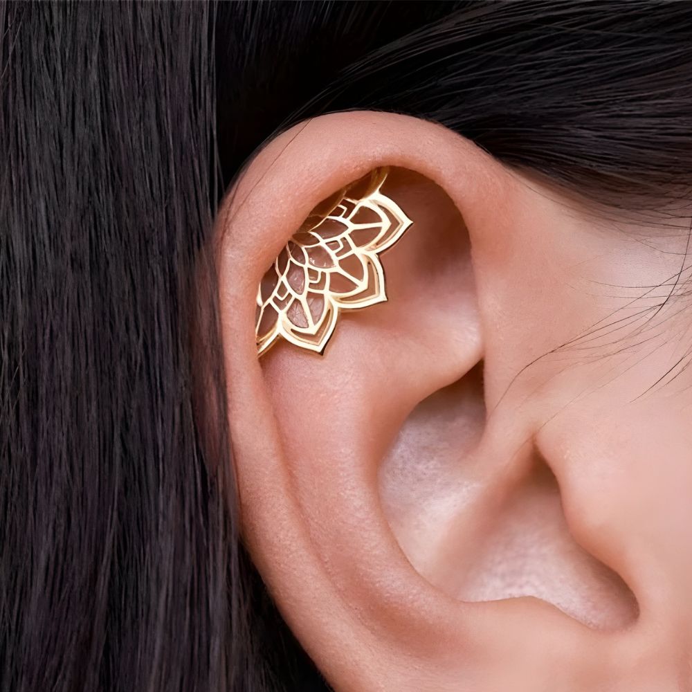 Female Helix Earring with Mandala Pattern