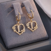 Women's Heart Hoops Highlighting Initial and Floral Details