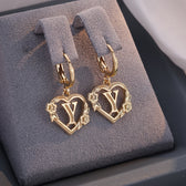 Women's Heart Hoops Highlighting Initial and Floral Details