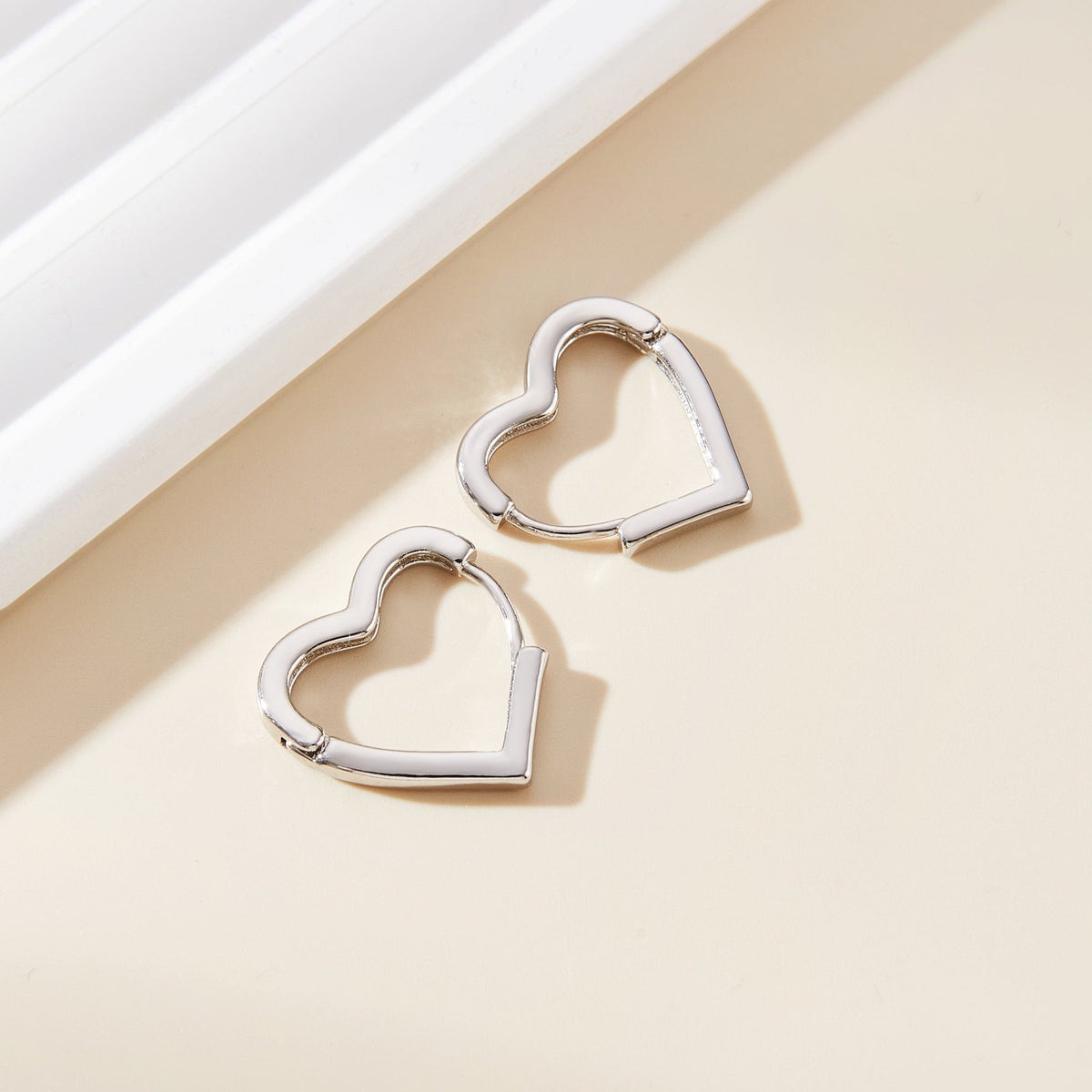 Ladies Heart Hoop Earrings - Pair