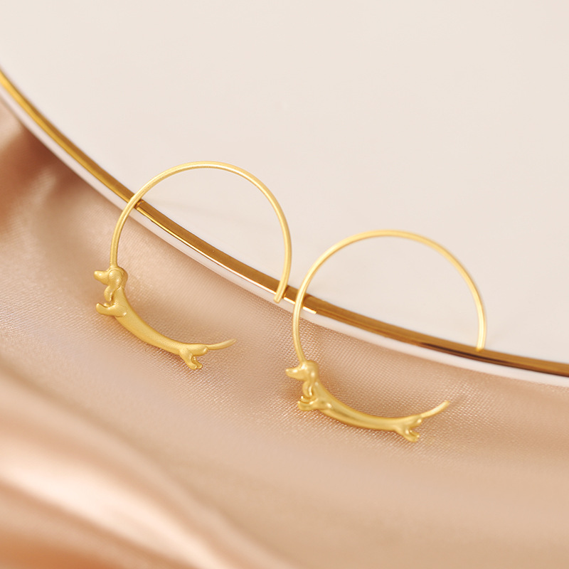 Riham Hoop Earrings with Dachshund Design