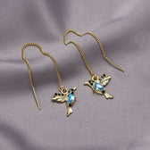 Ladies Hummingbird Earrings with Hanging Bird Motif - Pair