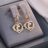 Women's Heart Hoops Highlighting Initial and Floral Details