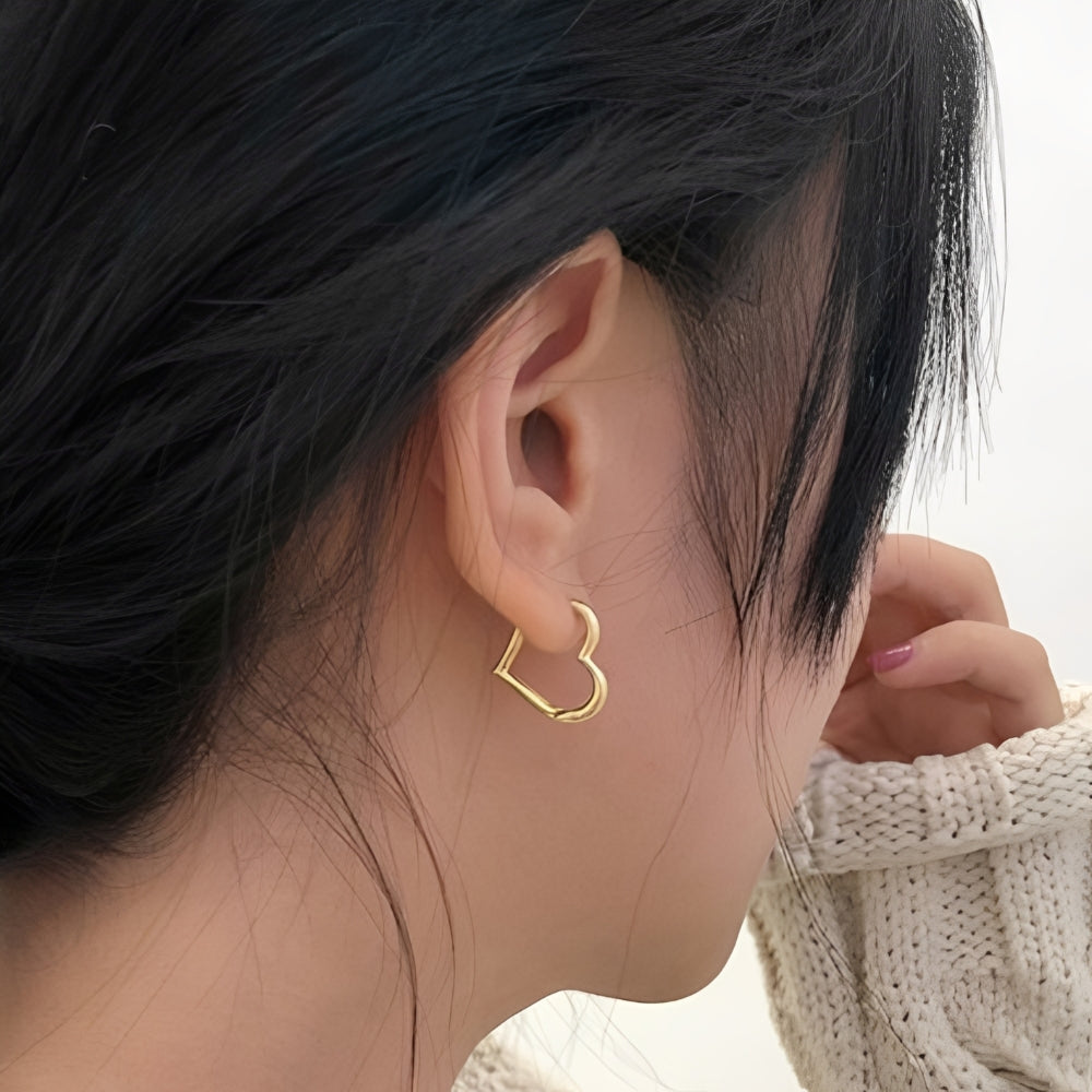 Ladies Heart Hoop Earrings - Pair