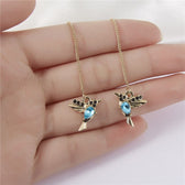 Ladies Hummingbird Earrings with Hanging Bird Motif - Pair