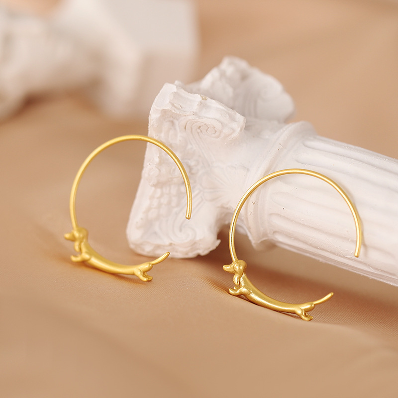 Riham Hoop Earrings with Dachshund Design