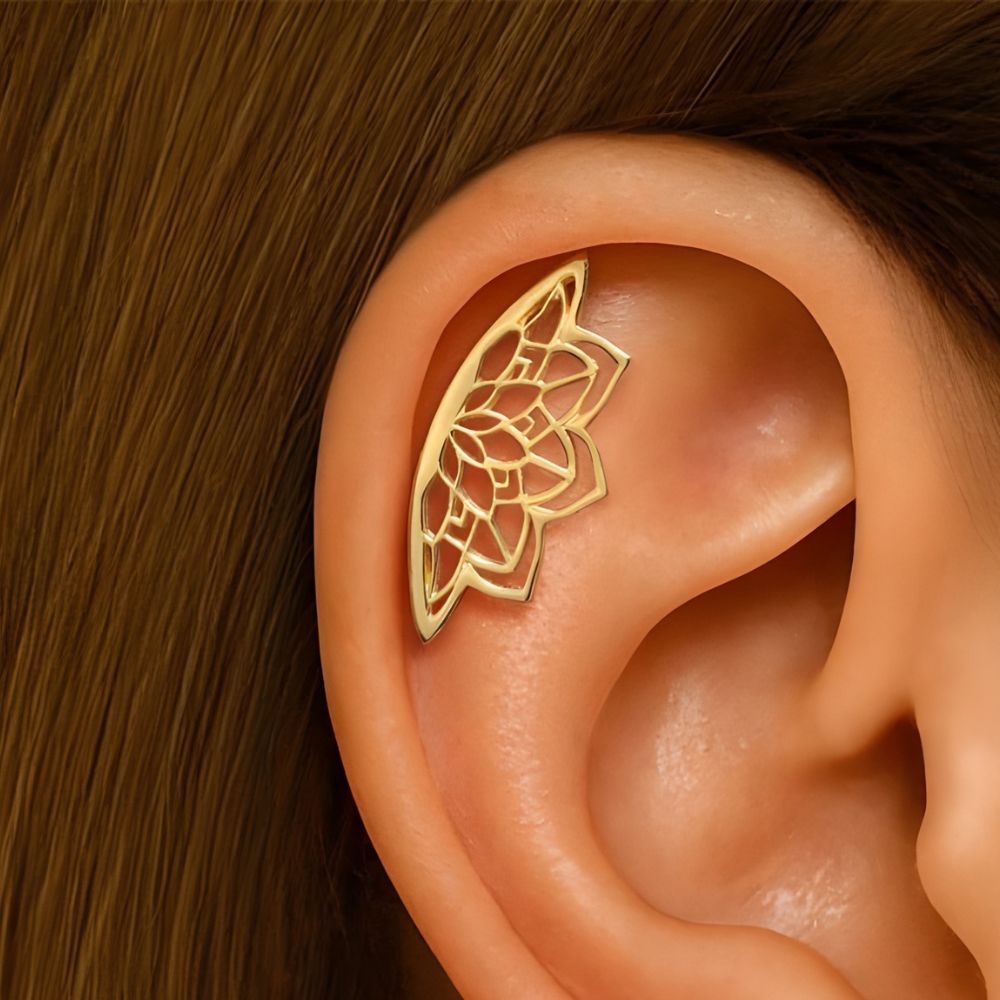 Female Helix Earring with Mandala Pattern