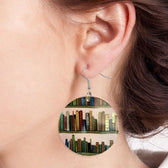 Ladies Earrings with Book and Library Motif