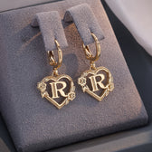 Women's Heart Hoops Highlighting Initial and Floral Details