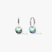 Women’s Hoop Earrings with Circular Pendant and Ornamental Inlay