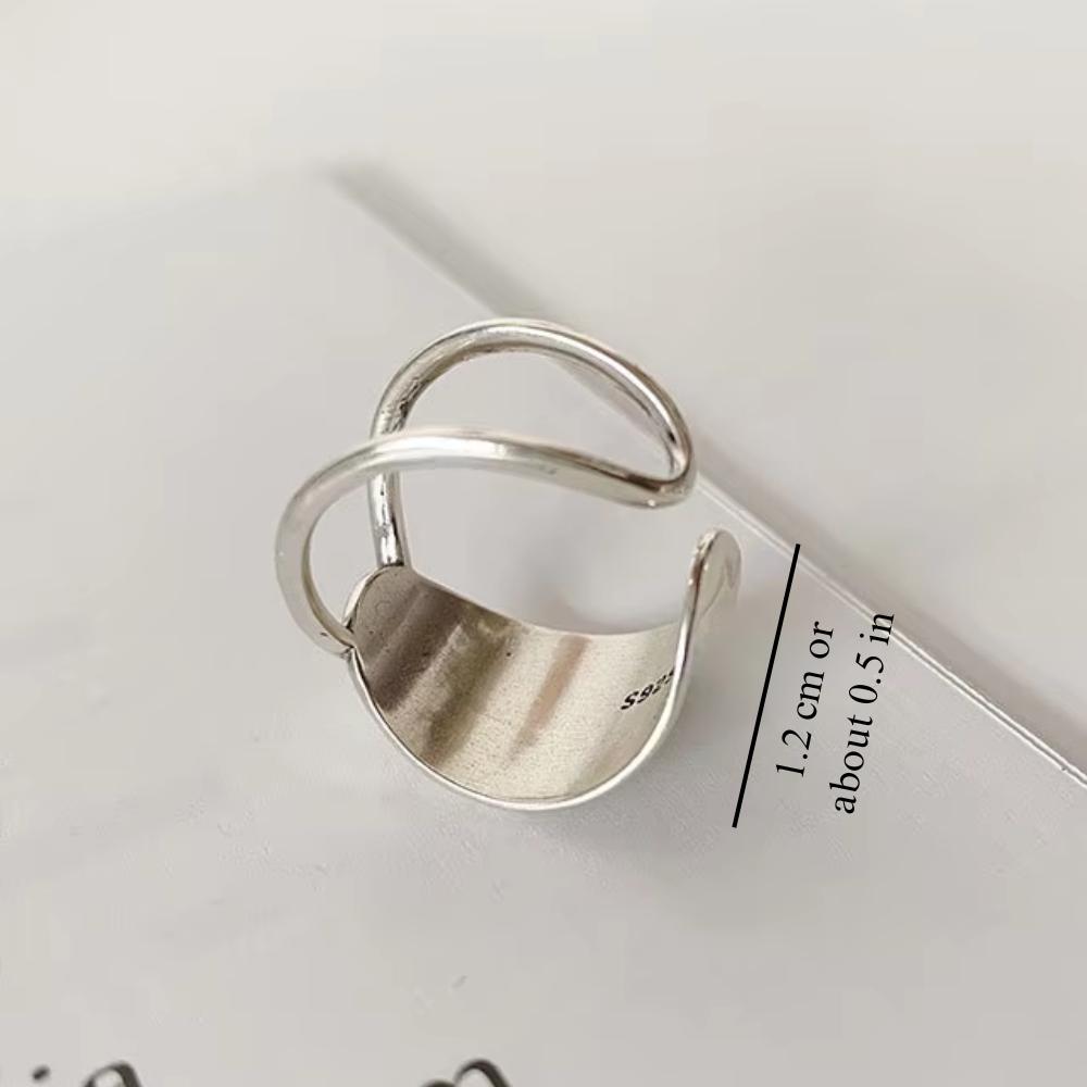 Women Adjustable Chunky Ring with Hammered Style