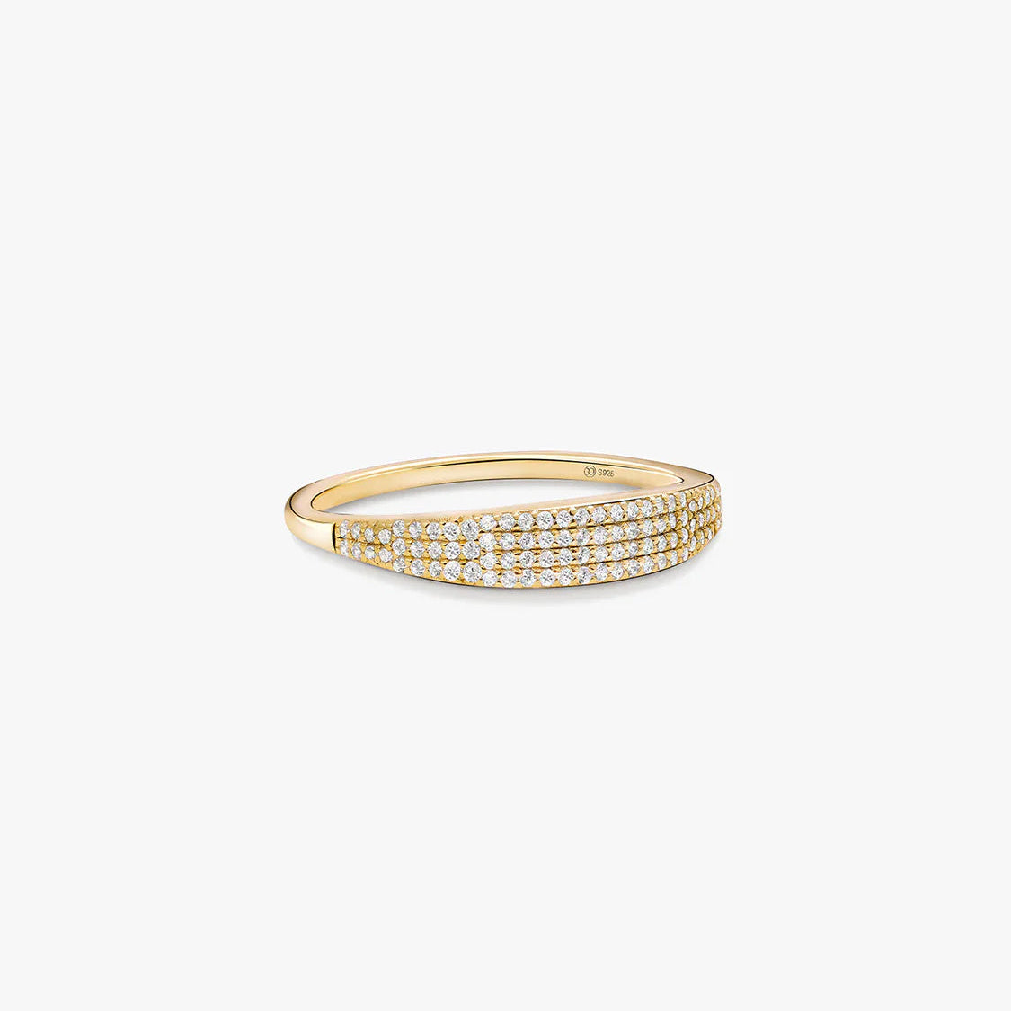 Women's Signet Ring with Pavé Stone Setting and Transparent Ring Design