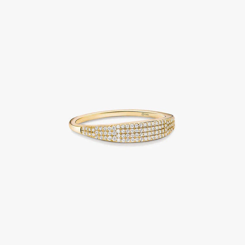 Women's Signet Ring with Pavé Stone Setting and Transparent Ring Design