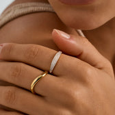 Women's Signet Ring with Pavé Stone Setting and Transparent Ring Design