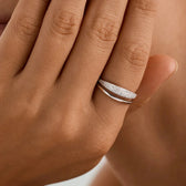 Women's Signet Ring with Pavé Stone Setting and Transparent Ring Design