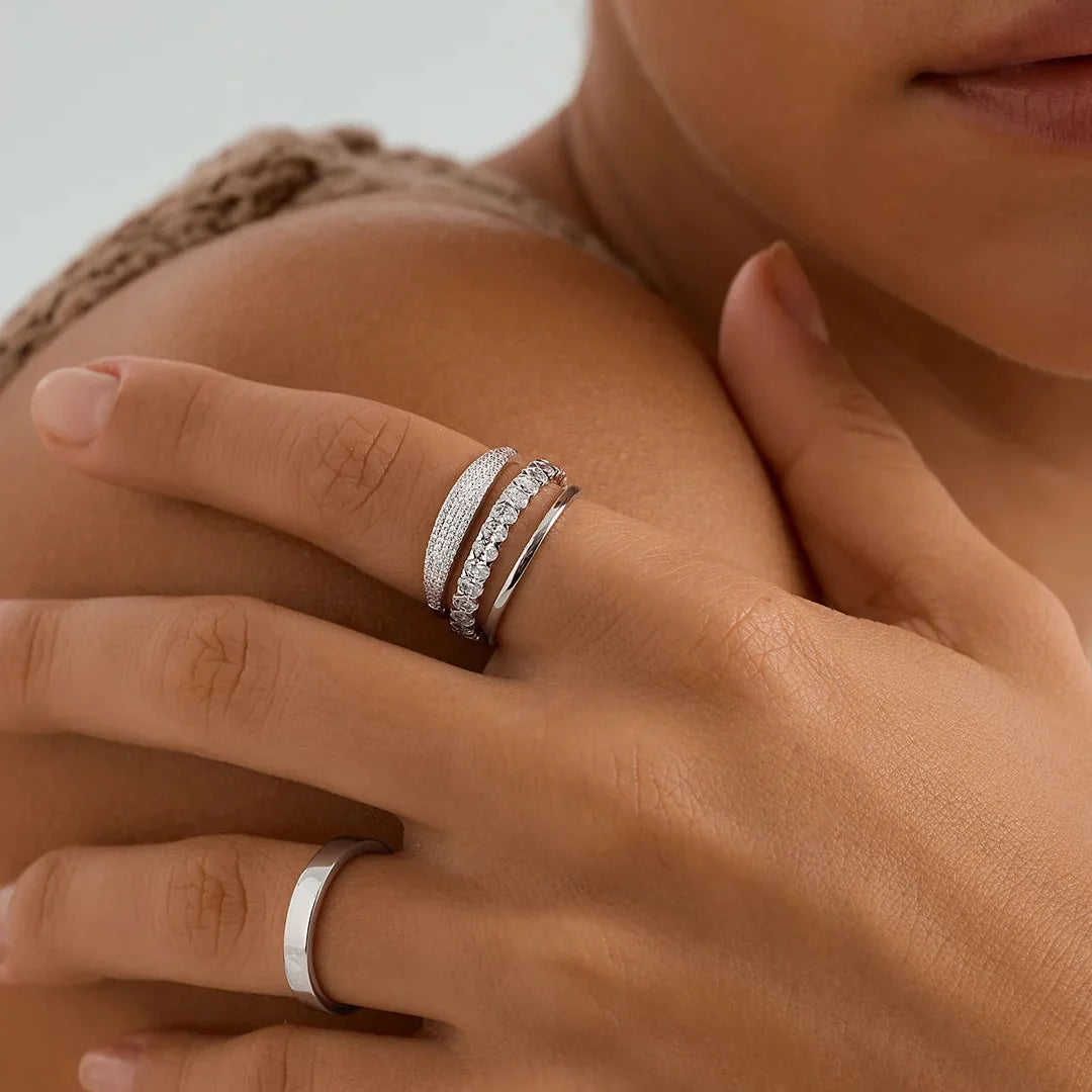Women's Signet Ring with Pavé Stone Setting and Transparent Ring Design