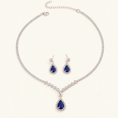 Women's 3-piece Necklace and Earrings Set with Drop Design and Stone Accents