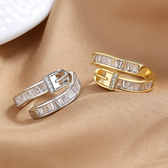 Women's Adjustable Wrap Ring with Buckle-Style Closure and Stone Details