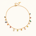Women's Choker Necklace with Scattered Stone Accents in Round and Rectangular Shapes