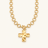 Women's Cross Pendant Necklace with Round Link Chain and Toggle Clasp