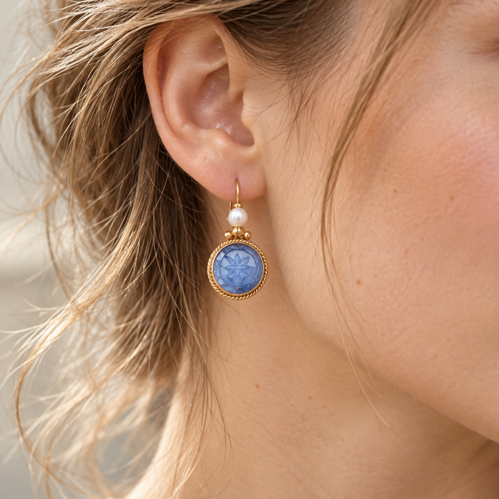 Women's Earrings in Classic Style with Round Jewelry Accents