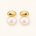 Women's Ear Studs with Smooth Oval Pearl Detail and Dual Design