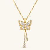 Women's Butterfly Necklace with Hanging Stone Accents