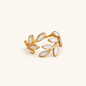 Women's Adjustable Leaf Ring with Decorative Stone